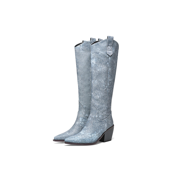 Women's British Style High Shaft Knight Boots with Pointed Toe and Side Zipper - Image 4