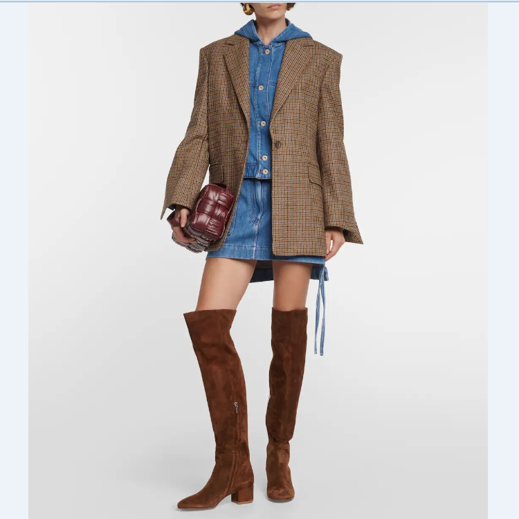 Women's Over-the-Knee Suede Boots with Side Zipper and Chunky Mid Heel - Image 3
