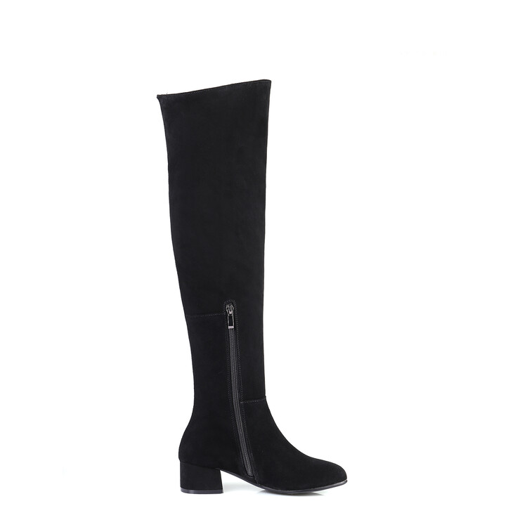 Women's Over-the-Knee Suede Boots with Side Zipper and Chunky Mid Heel - Image 2
