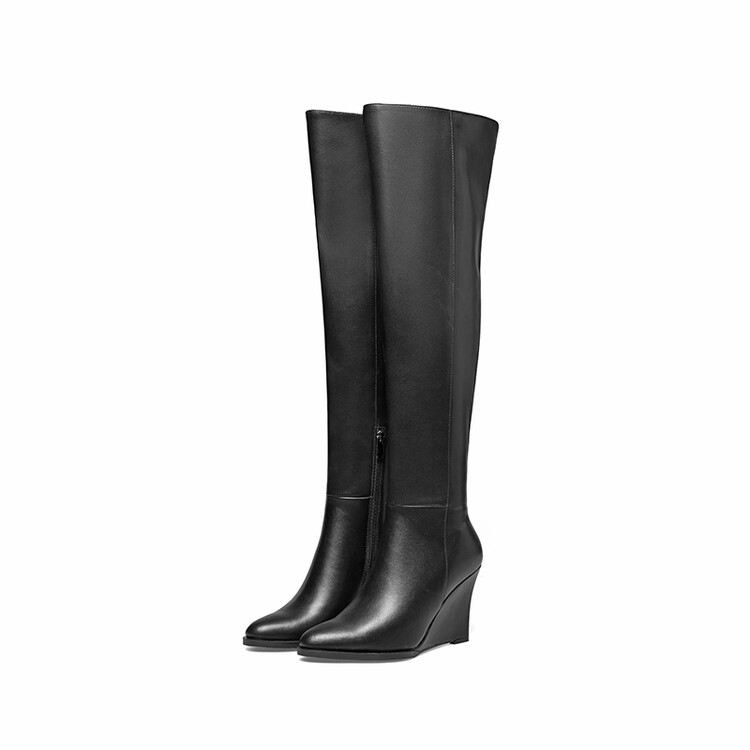 Women's Over-the-Knee High Heel Boots in Gray or Black - Image 4