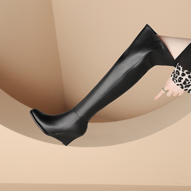 Women's Over-the-Knee High Heel Boots in Gray or Black - Image 2